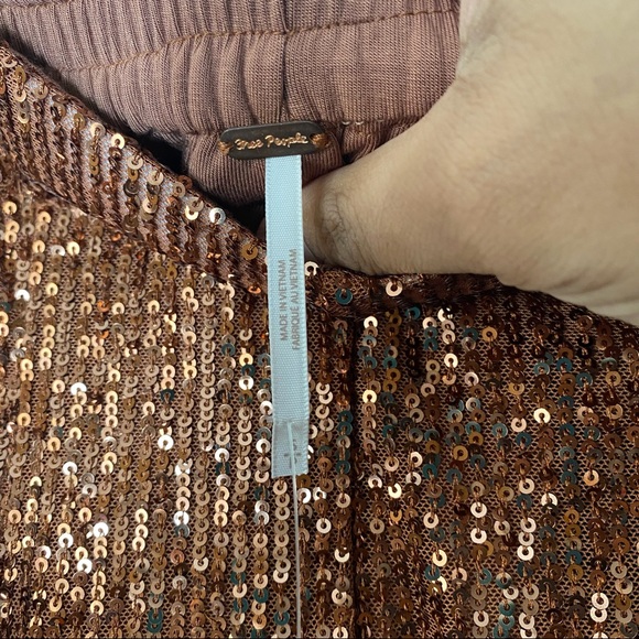 Free People Morelia Sequin Bronze Joggers - Picture 7 of 8